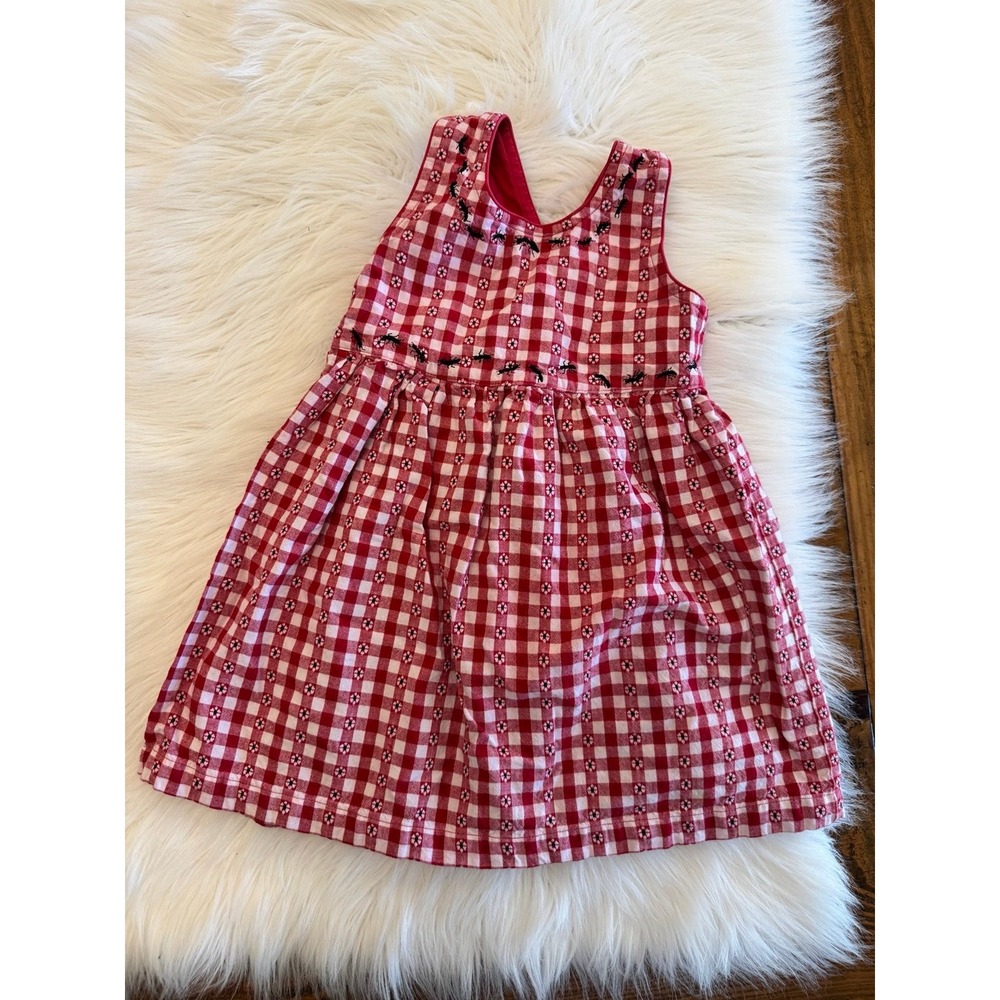 Vintage copper key‎ picnic ant print dress size 3 EUC